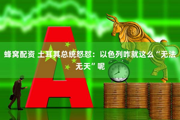 蜂窝配资 土耳其总统怒怼：以色列咋就这么“无法无天”呢